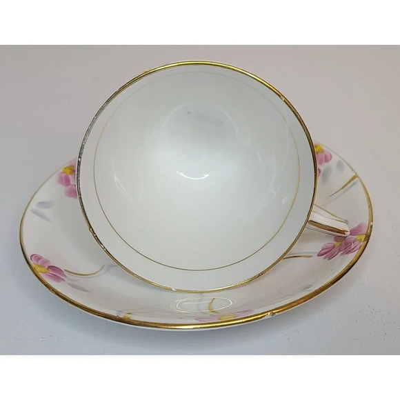 Vintage Hand Painted TeaCup and Saucer by Phoenix T.F.&S Pretty Pink, bone china - Picture 4 of 6